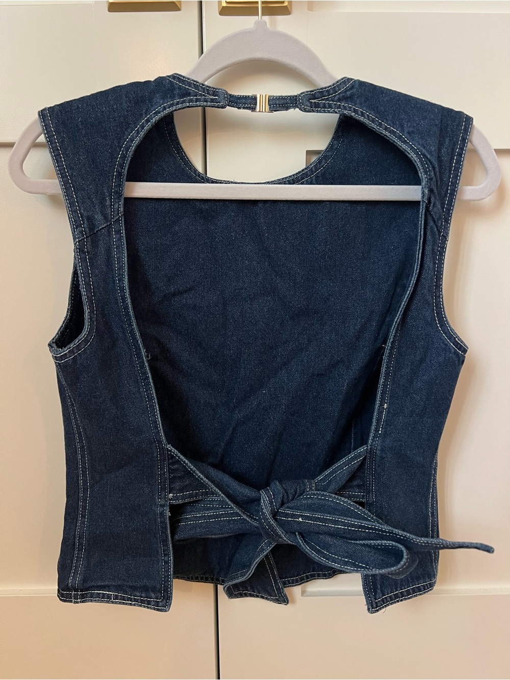 Princess Polly Lioness Countryside Top Dark Indigo Denim Sleeveless Top - Picture 4 of 7